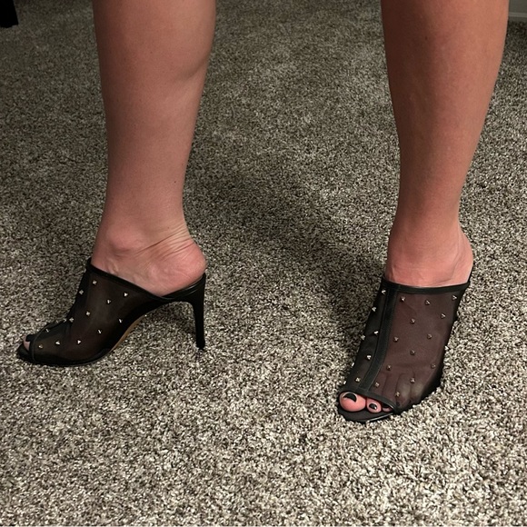 ✨Valentino Studded Peep-Toe Leather Mesh Mules✨ - Picture 9 of 9